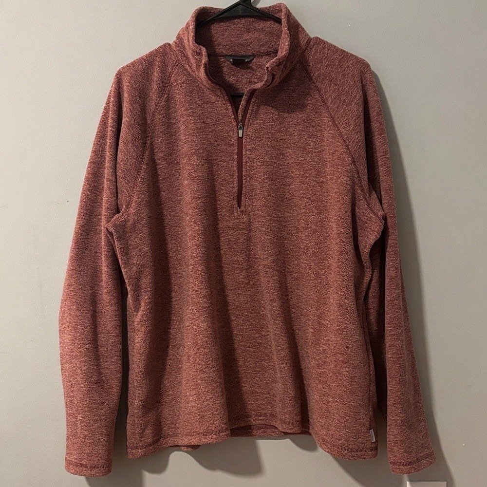 Eddie Bauer Womens XL Quarter Zip Fleece Pullover Heathered Mauve‎ Pink Jacket